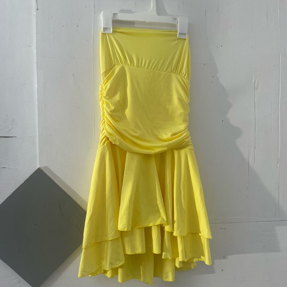 Yellow Ruched Women's Dress